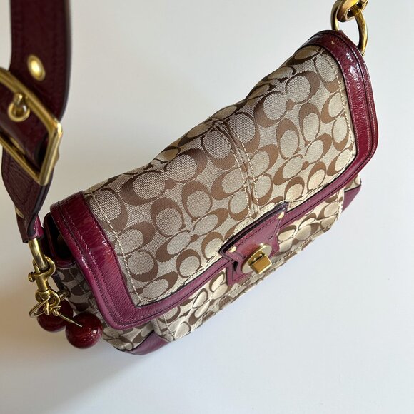 Vintage Y2K Coach Legacy Ali Purple Signature Canvas Flap Shoulder Bag F12857 - Picture 5 of 10